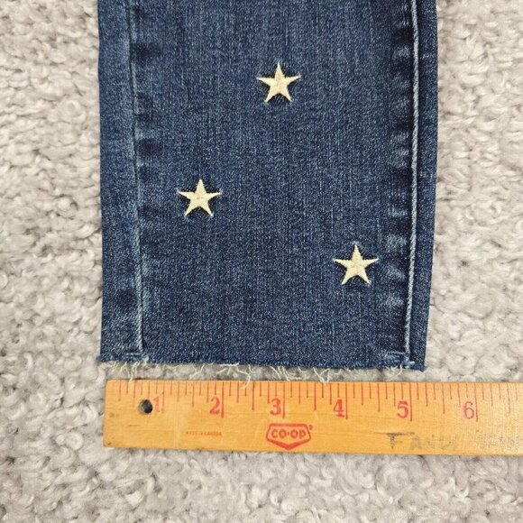 Judy Blue Jeans Womens 11/30 Blue Skinny Raw Hem Embroidered Star Stretch New - Picture 11 of 12
